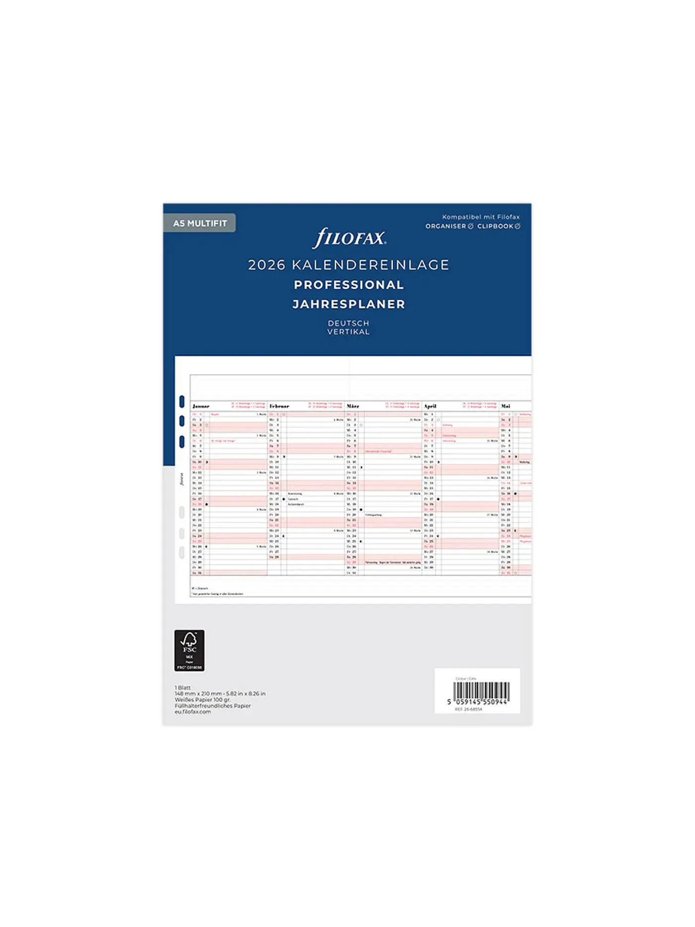 FILOFAX | Kalendereinlage Jahresplaner deutsch A5 2026 | 